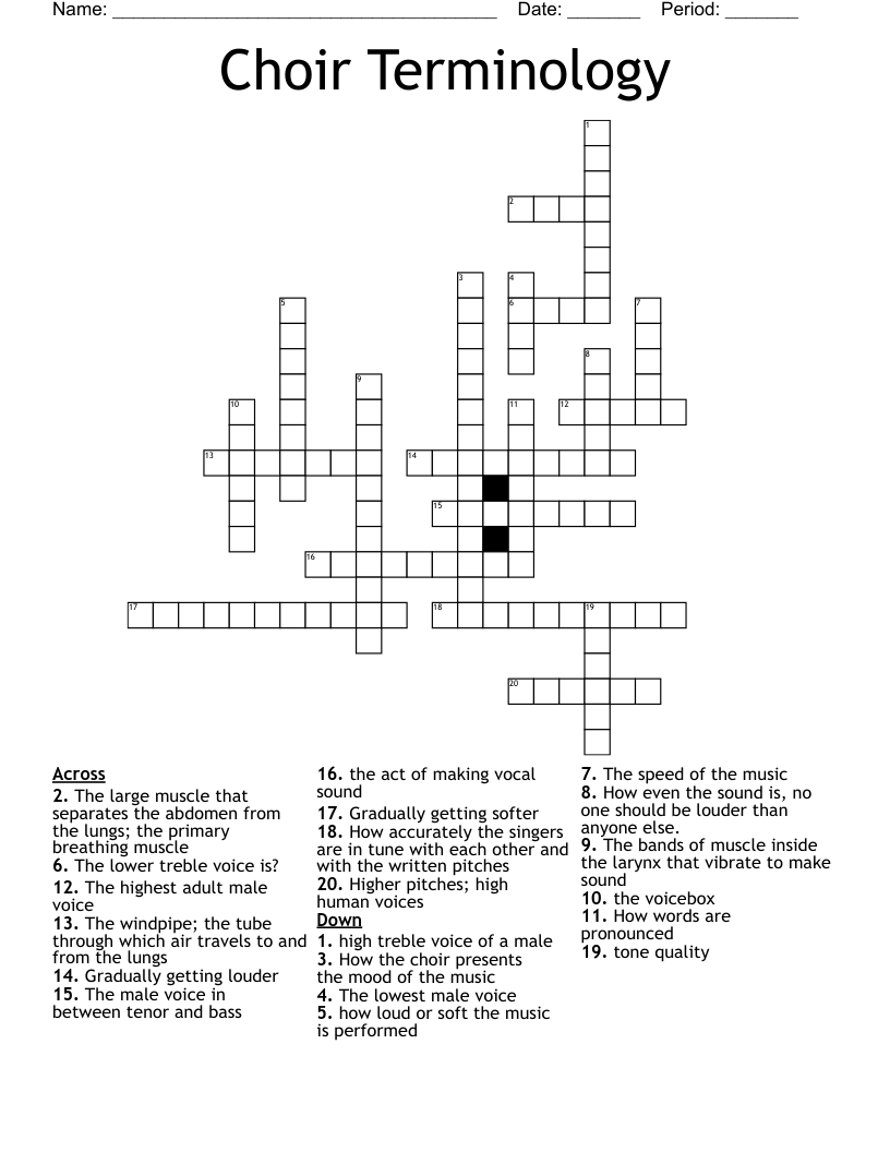 Choir Terminology Crossword