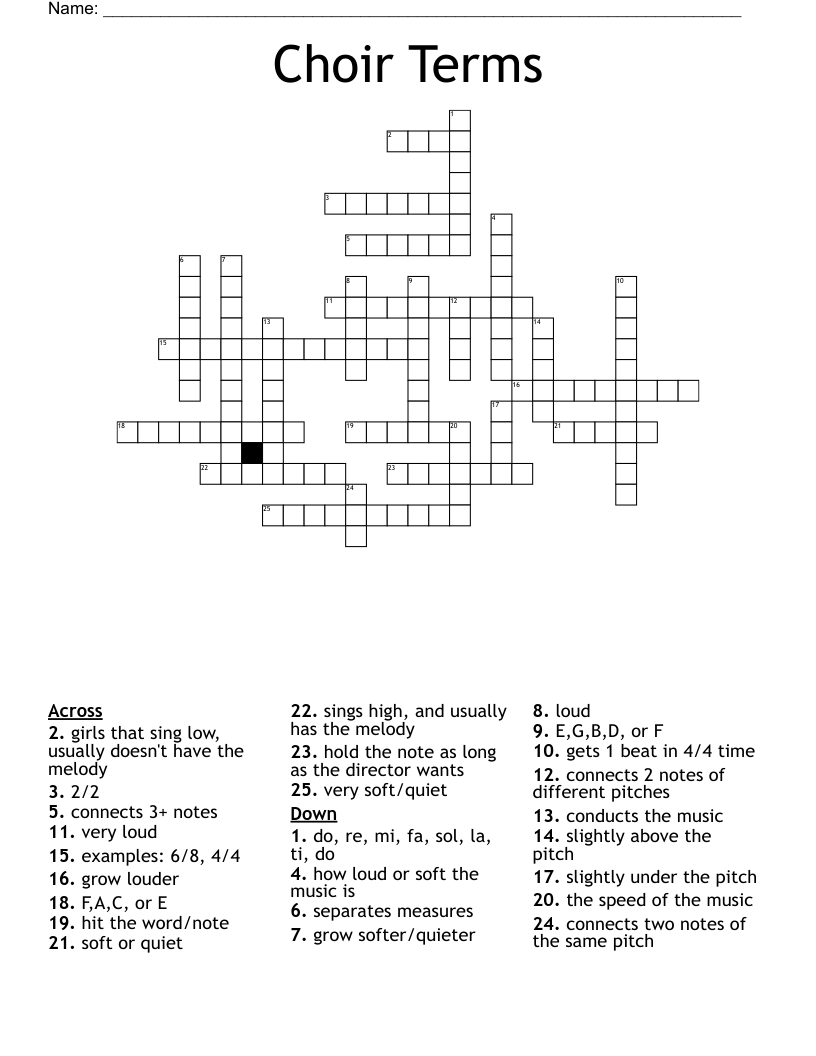 Choir Terms Crossword