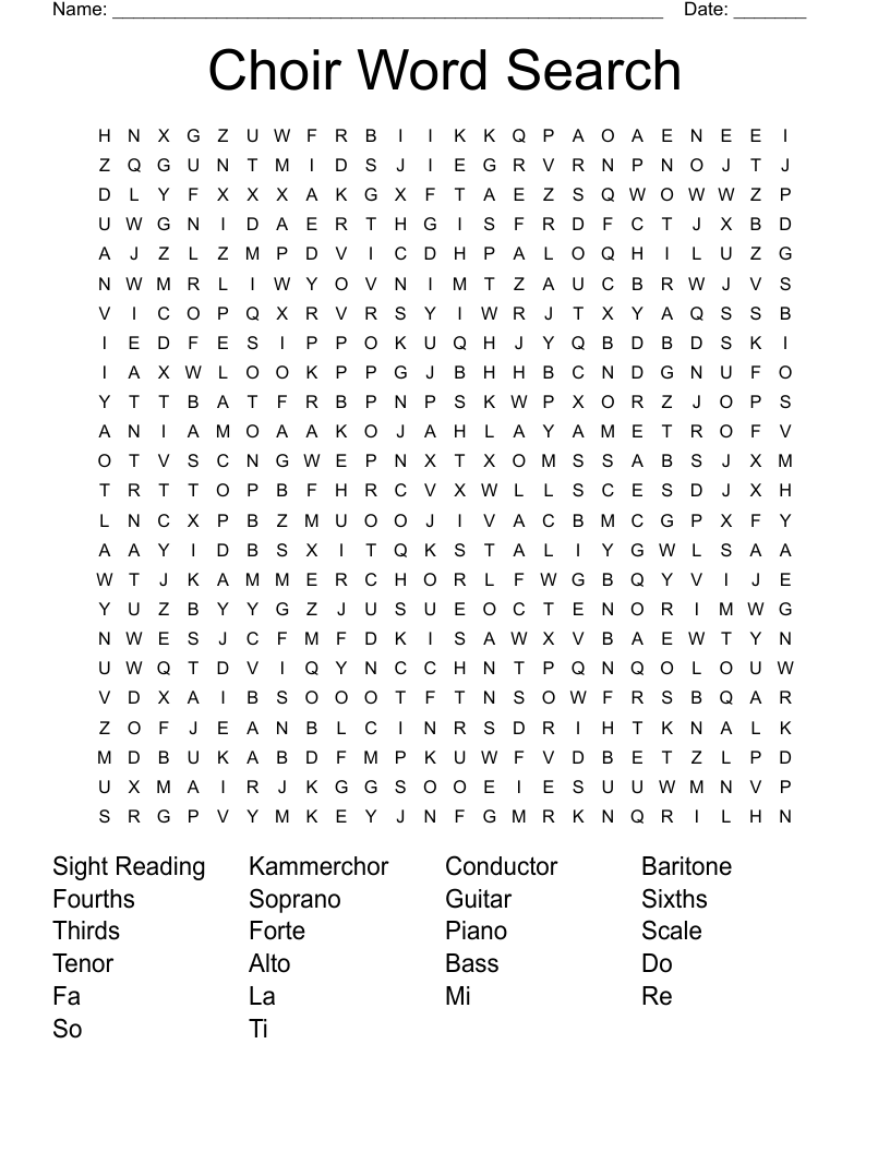 Choir Word Search