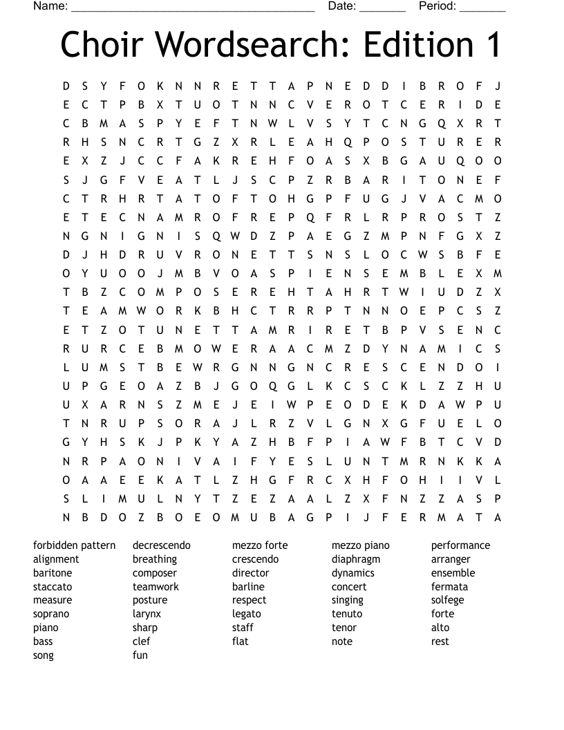 Choir Wordsearch: Edition 1
