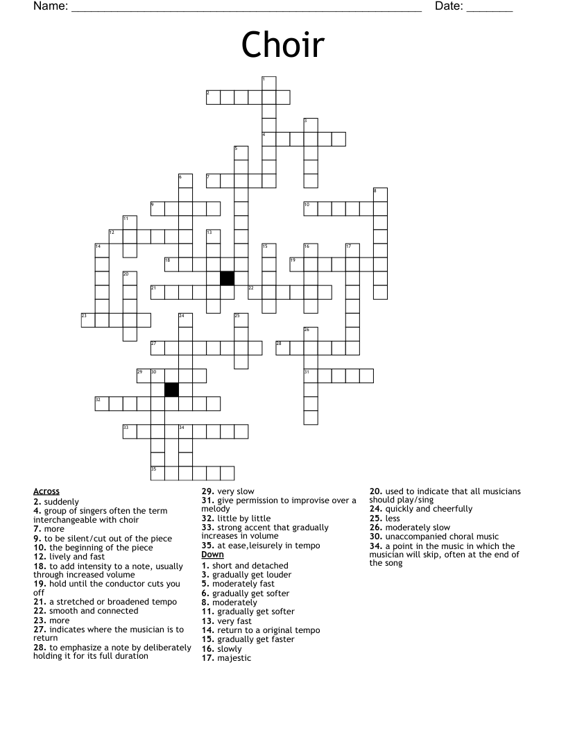 Choir  Crossword