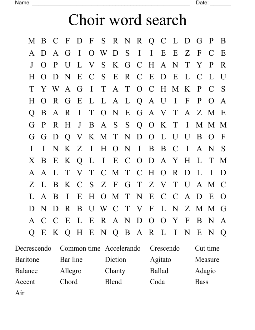 Choir word search