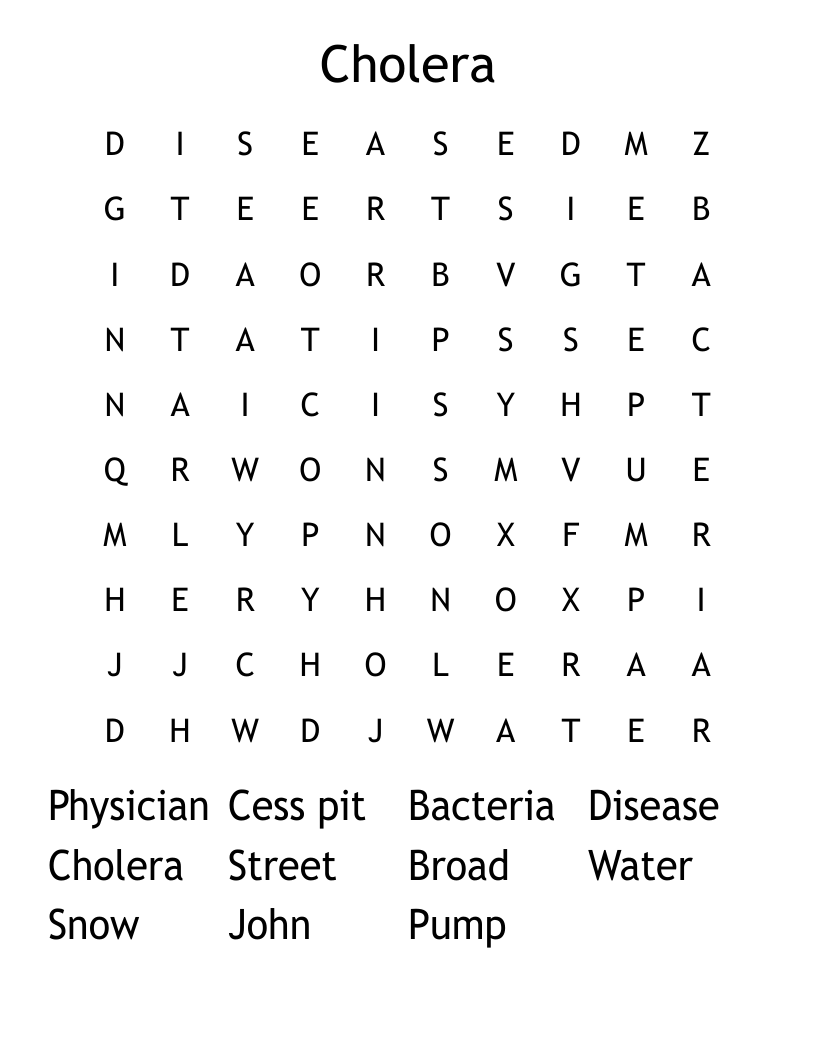 Cholera Word Search