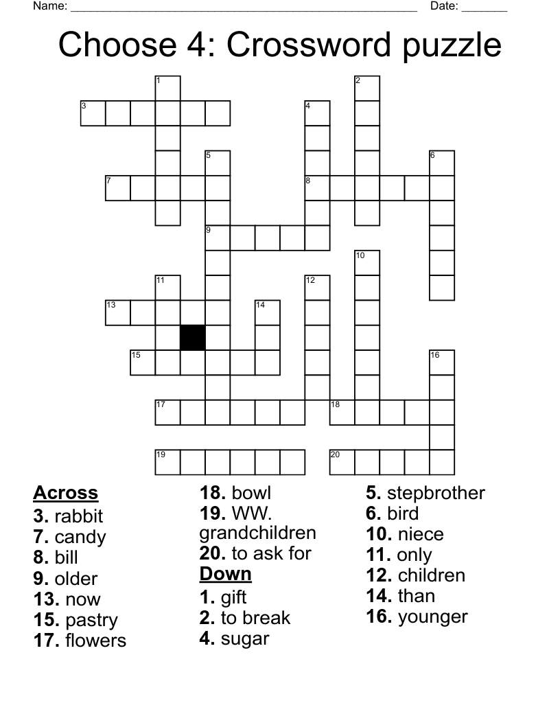 Choose 4: Crossword puzzle