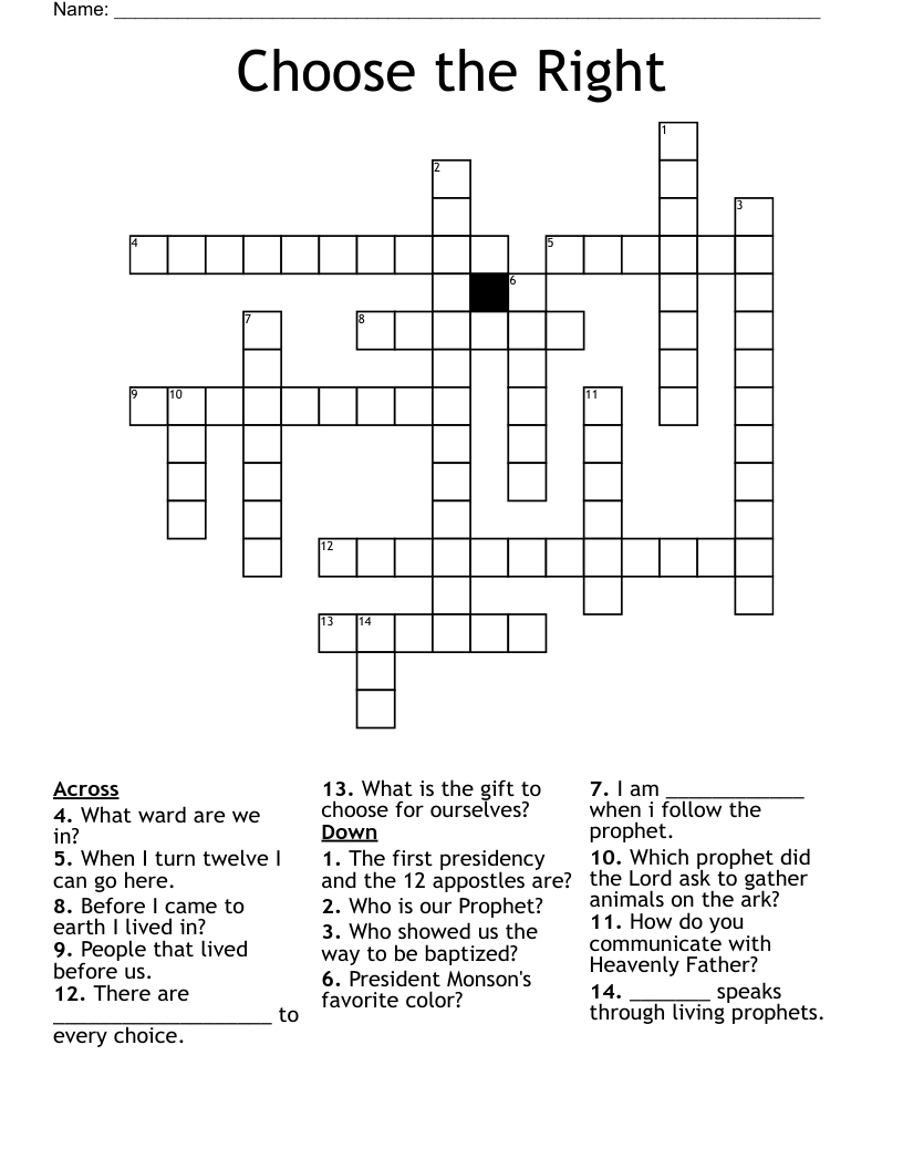 Choose the Right Crossword