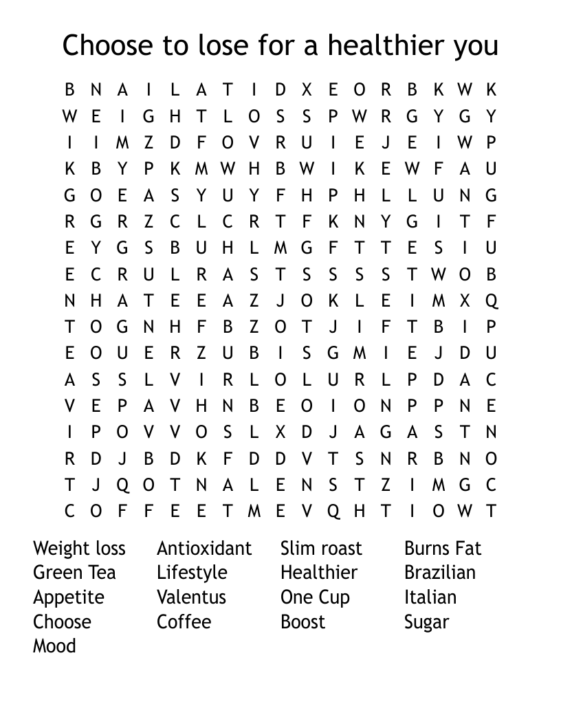 Choose to lose for a healthier you  Word Search