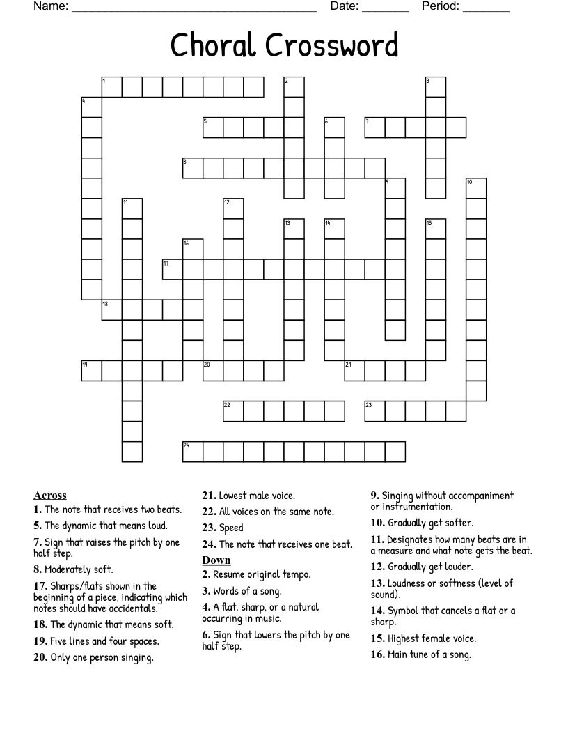 Choral Crossword