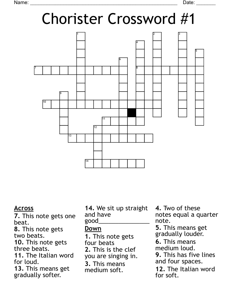 Chorister Crossword #1