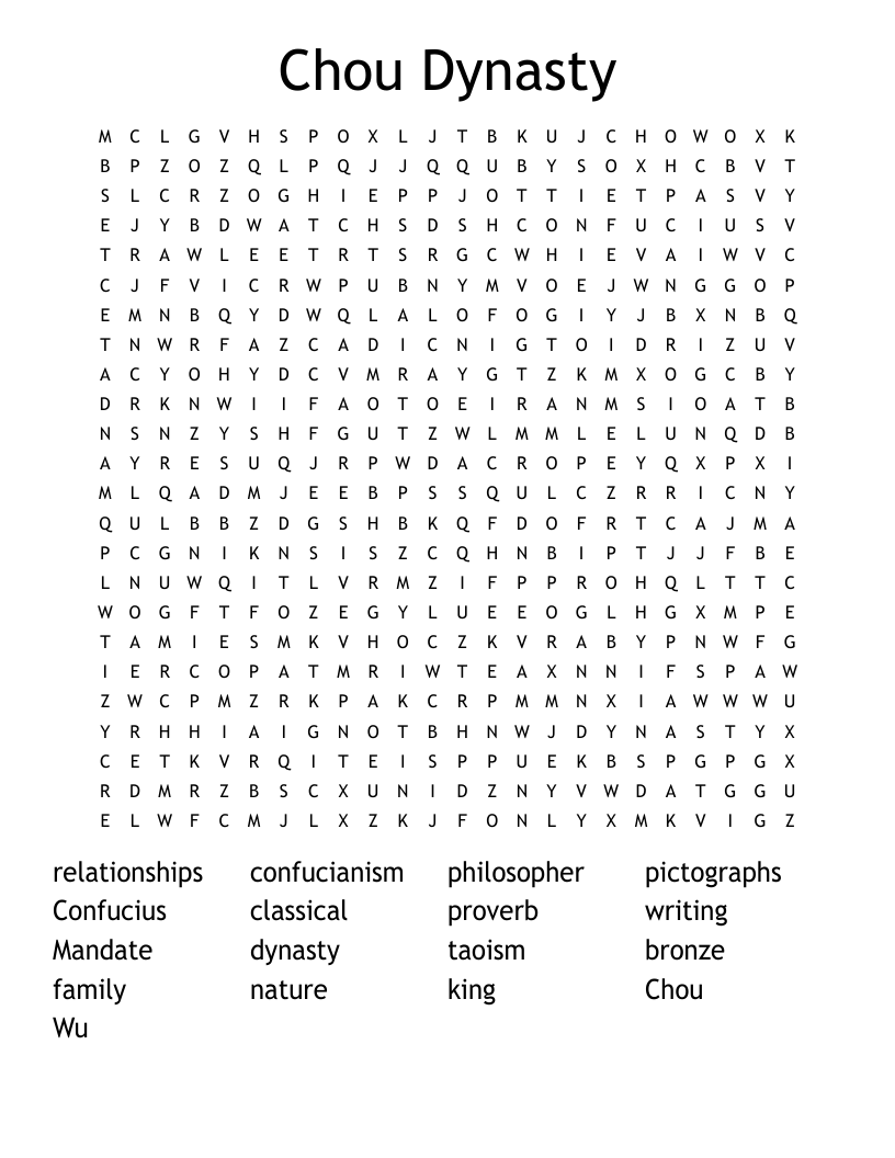 Chou Dynasty Word Search