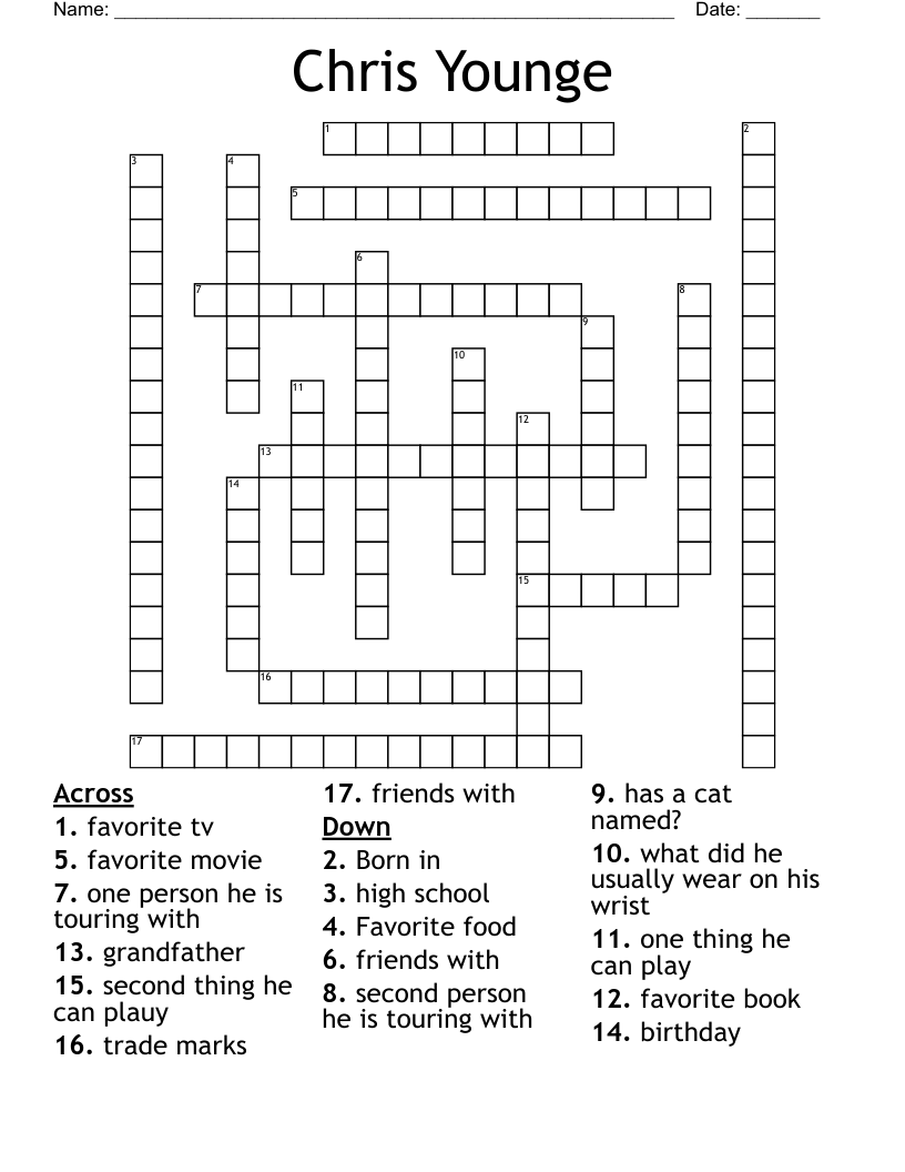 Chris Younge  Crossword