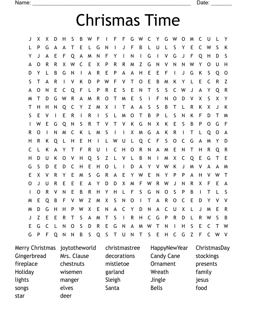 Chrismas Time Word Search