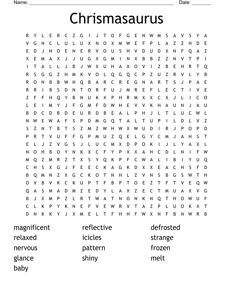 Chrismasaurus Word Search