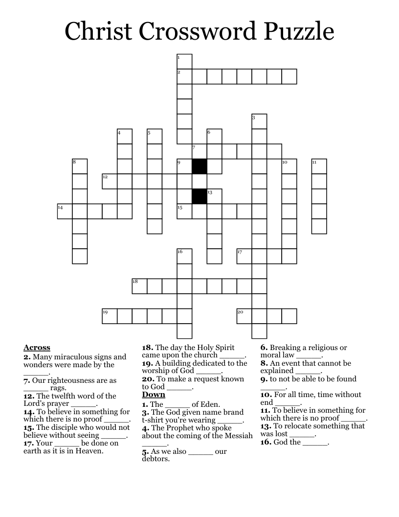 Christ Crossword Puzzle 