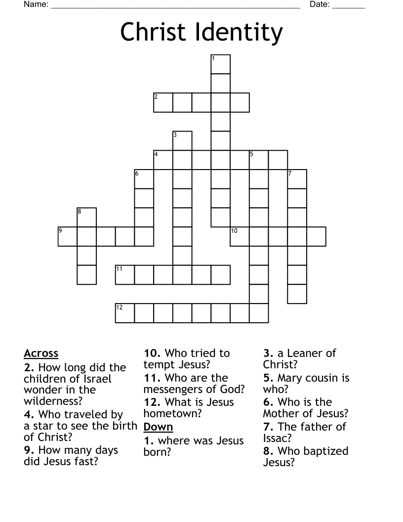 Christ Identity Crossword