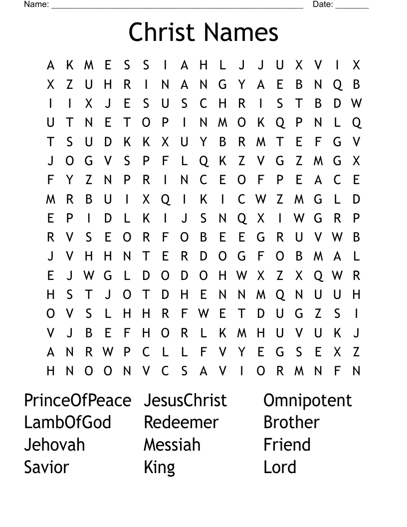 Christ Names Word Search