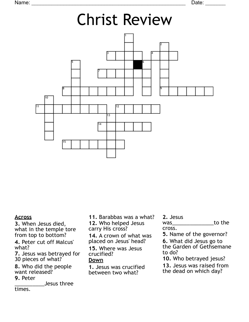 Christ Review Crossword