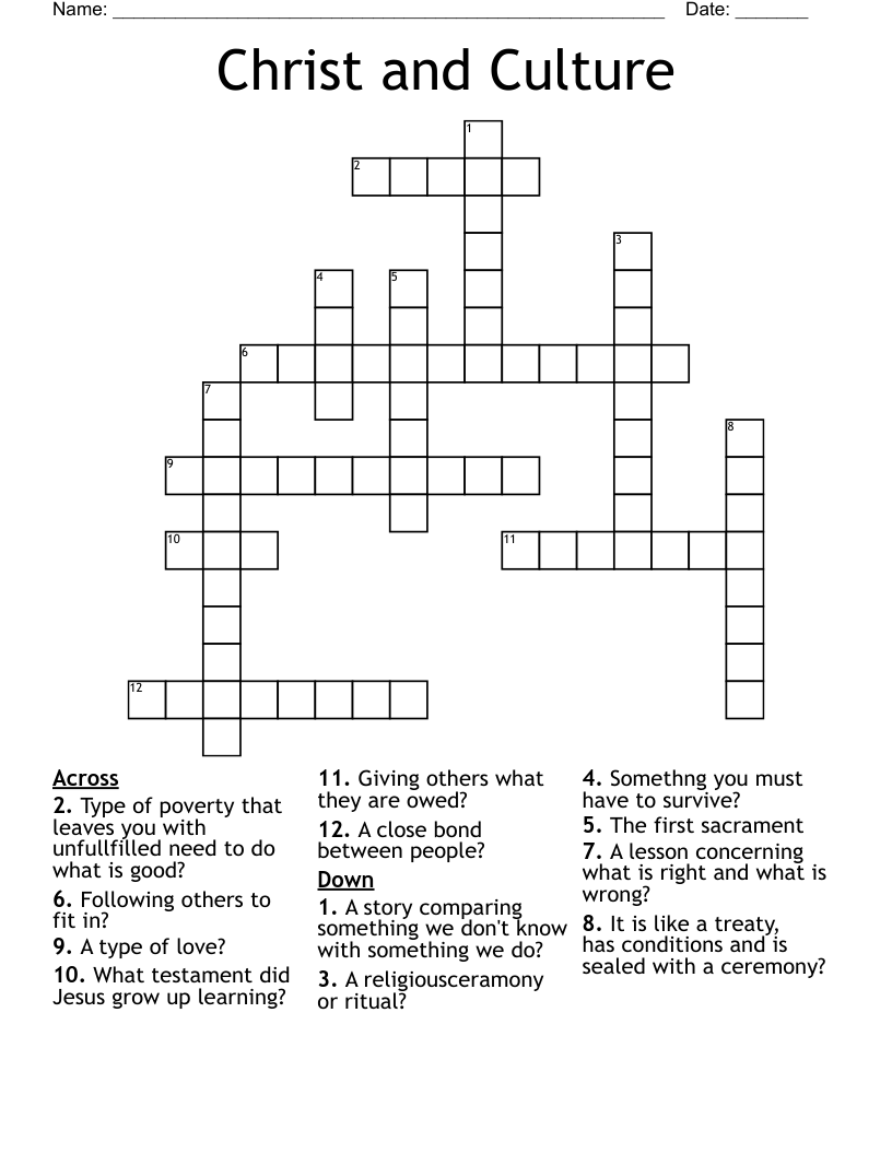 Christ and Culture Crossword
