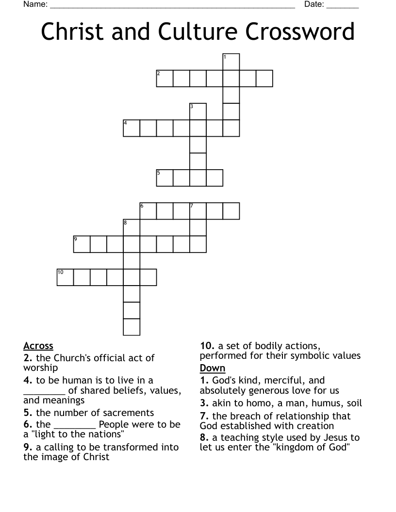 Christ and Culture Crossword