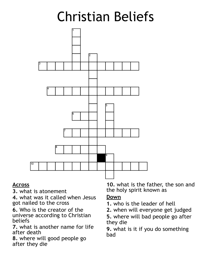 Christian Beliefs Crossword