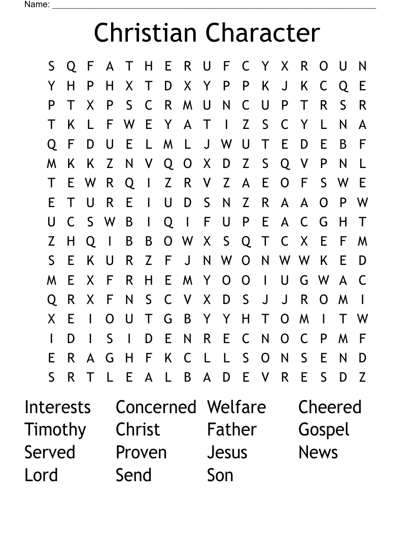Christian Character Word Search