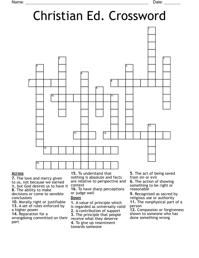 Christian Ed. Crossword 
