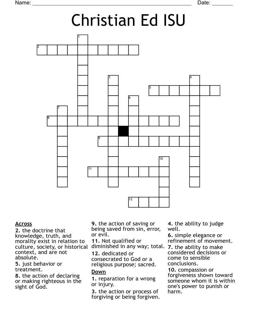 Christian Ed ISU Crossword