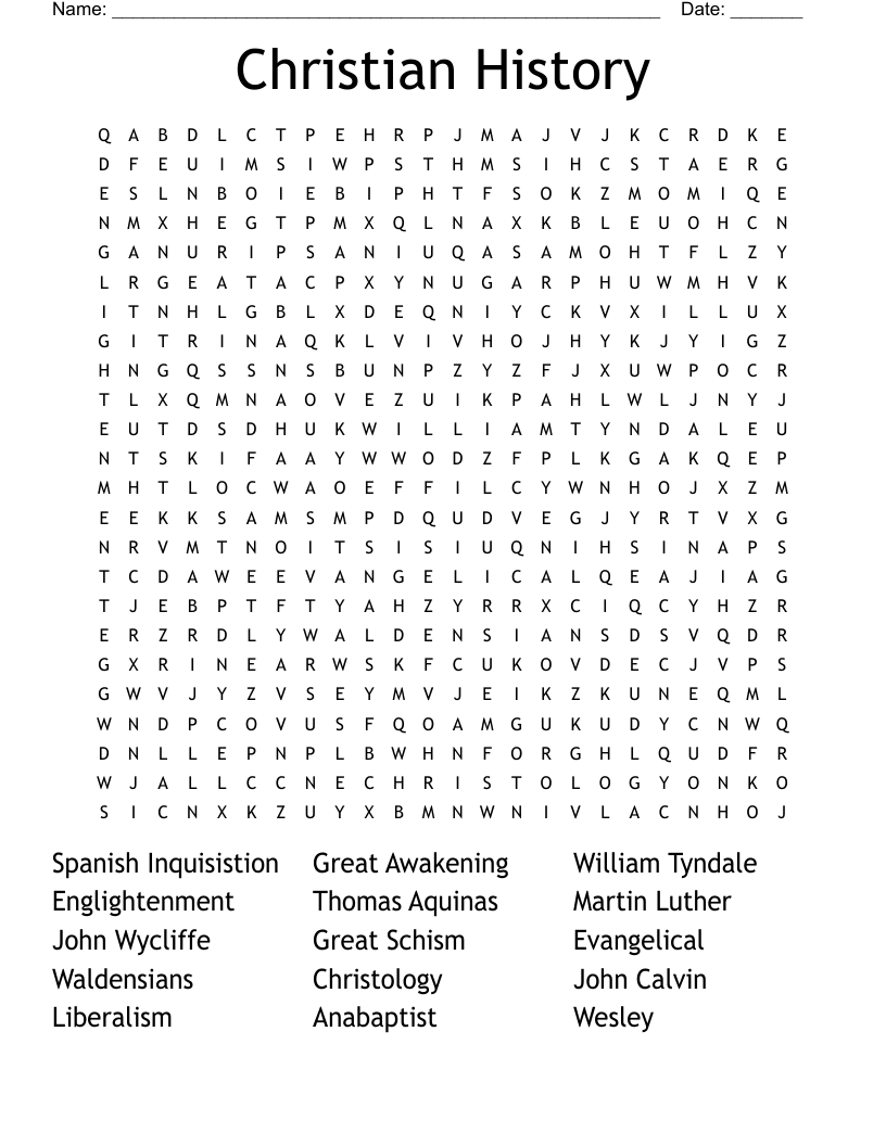 Christian History Word Search