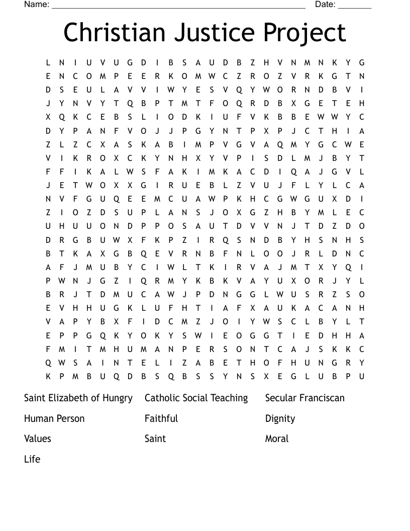 Christian Justice Project  Word Search