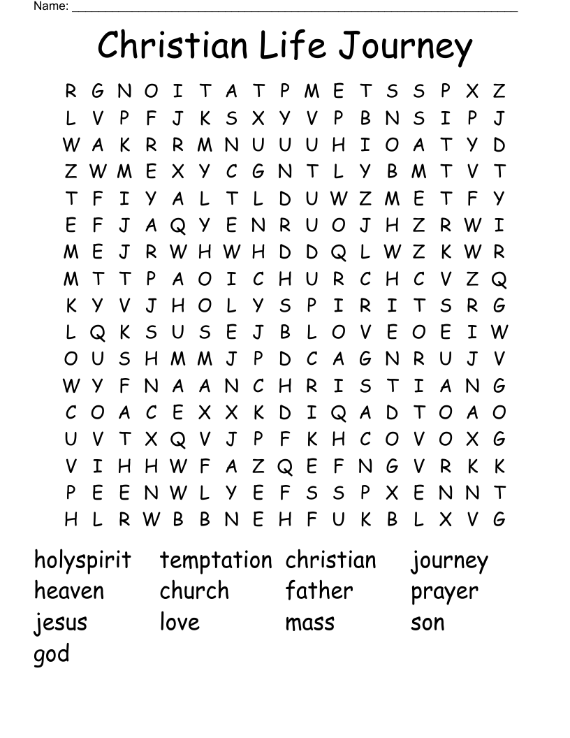 Christian Life Journey Word Search
