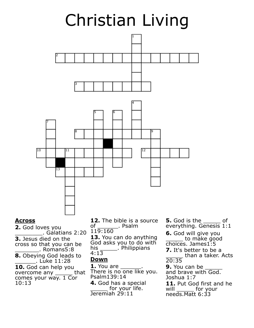 Christian Living Crossword