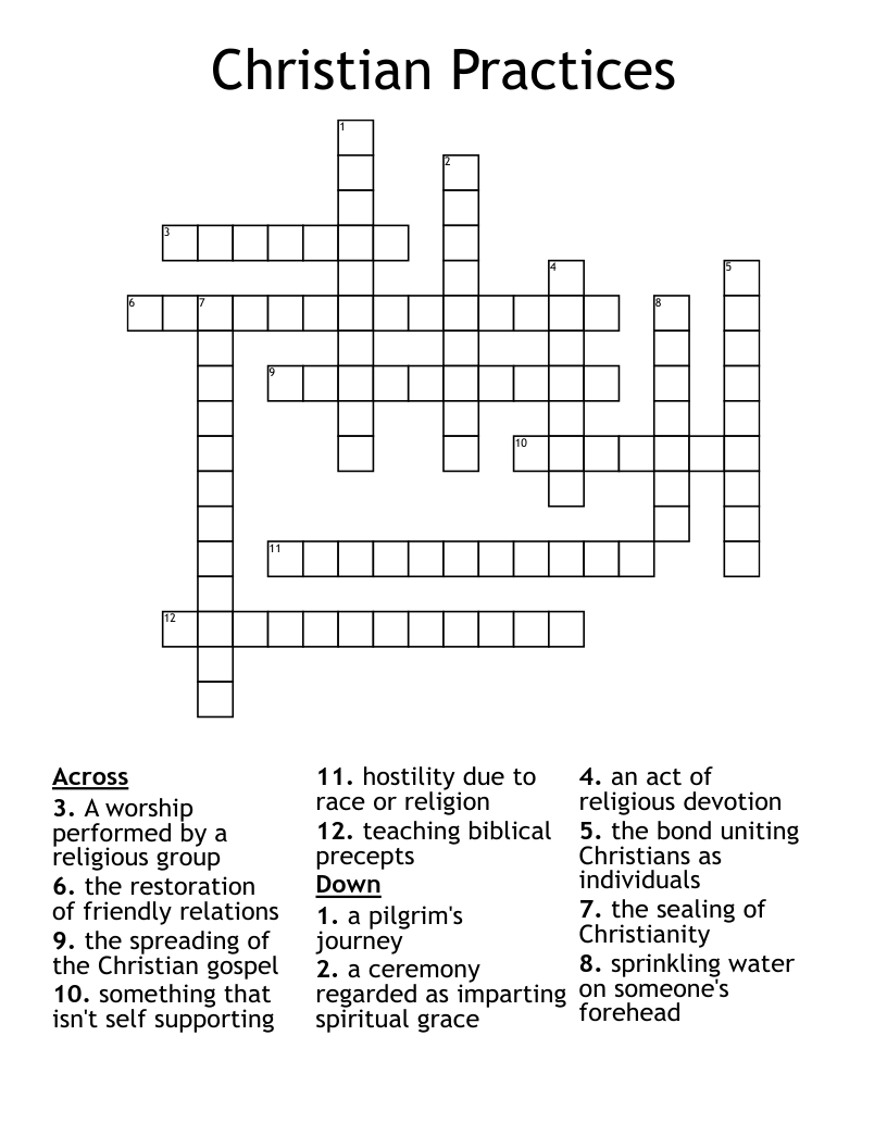 Christian Practices Crossword
