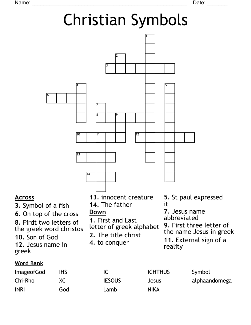 Christian Symbols Crossword