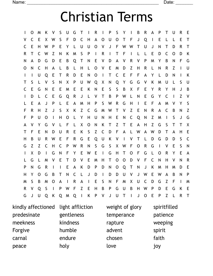 Christian Terms Word Search