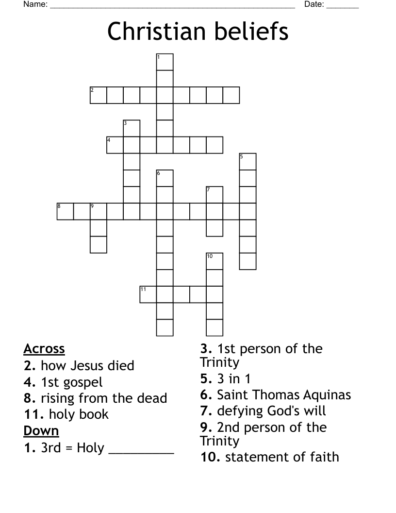 Christian beliefs Crossword