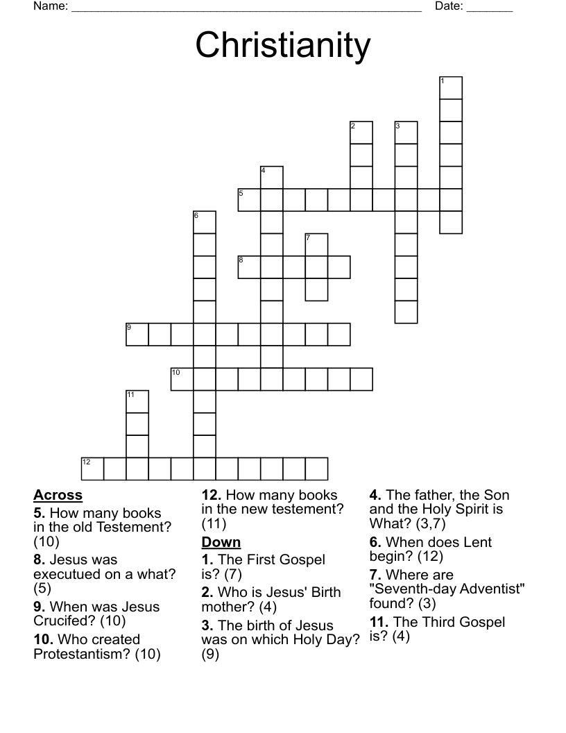 Christianity Crossword