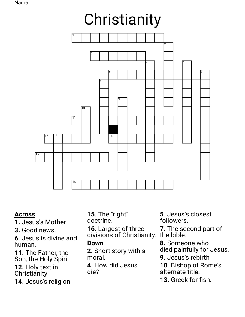 Christianity Crossword