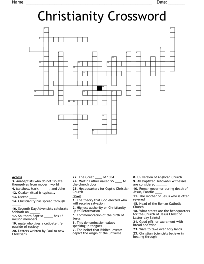Christianity Crossword