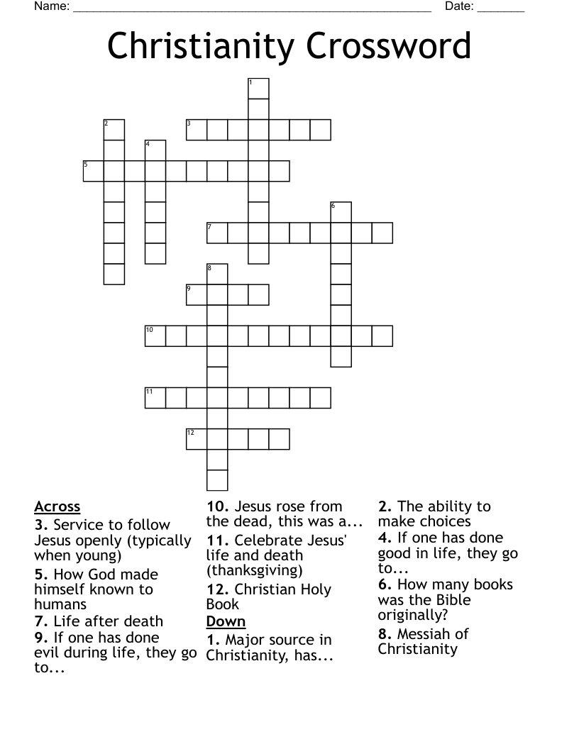 Christianity Crossword 