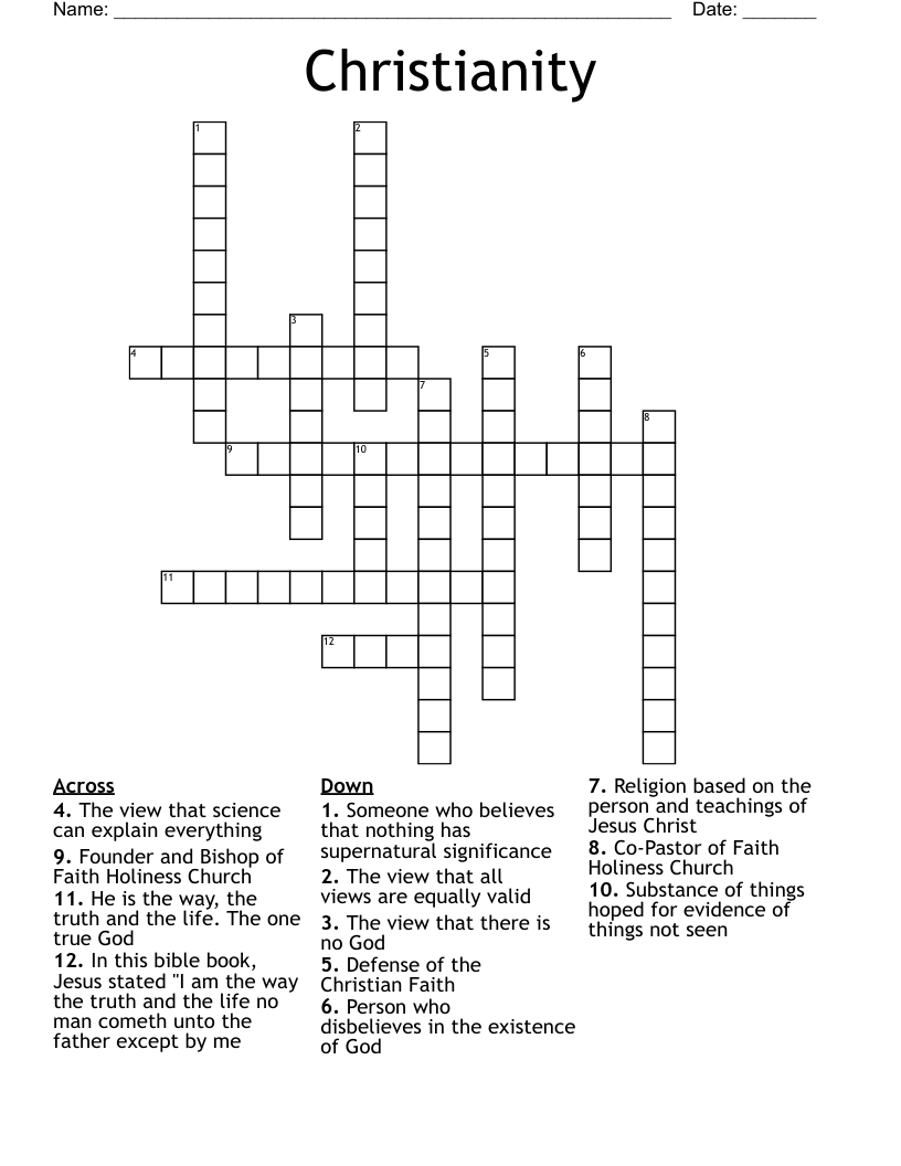 Christianity  Crossword