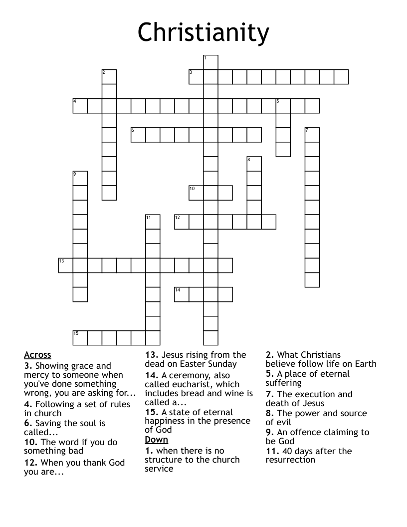 Christianity  Crossword