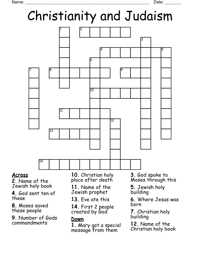 Christianity and Judaism Crossword