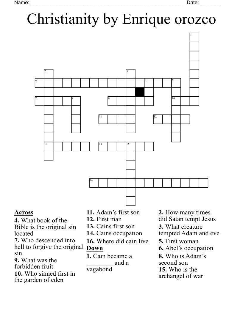 Christianity by Enrique orozco Crossword