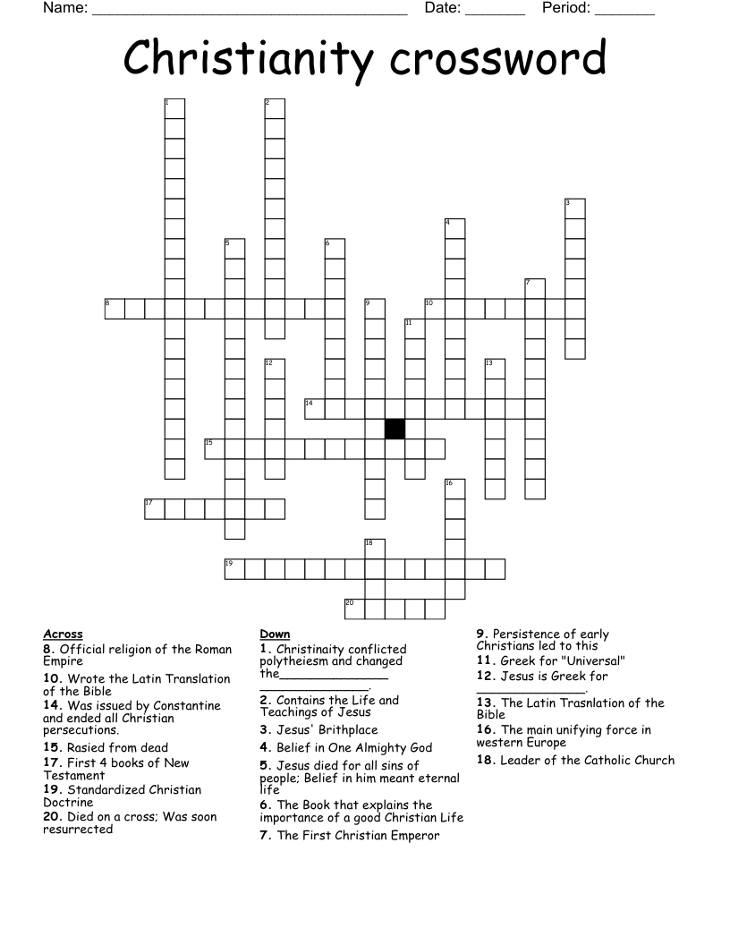 Christianity crossword