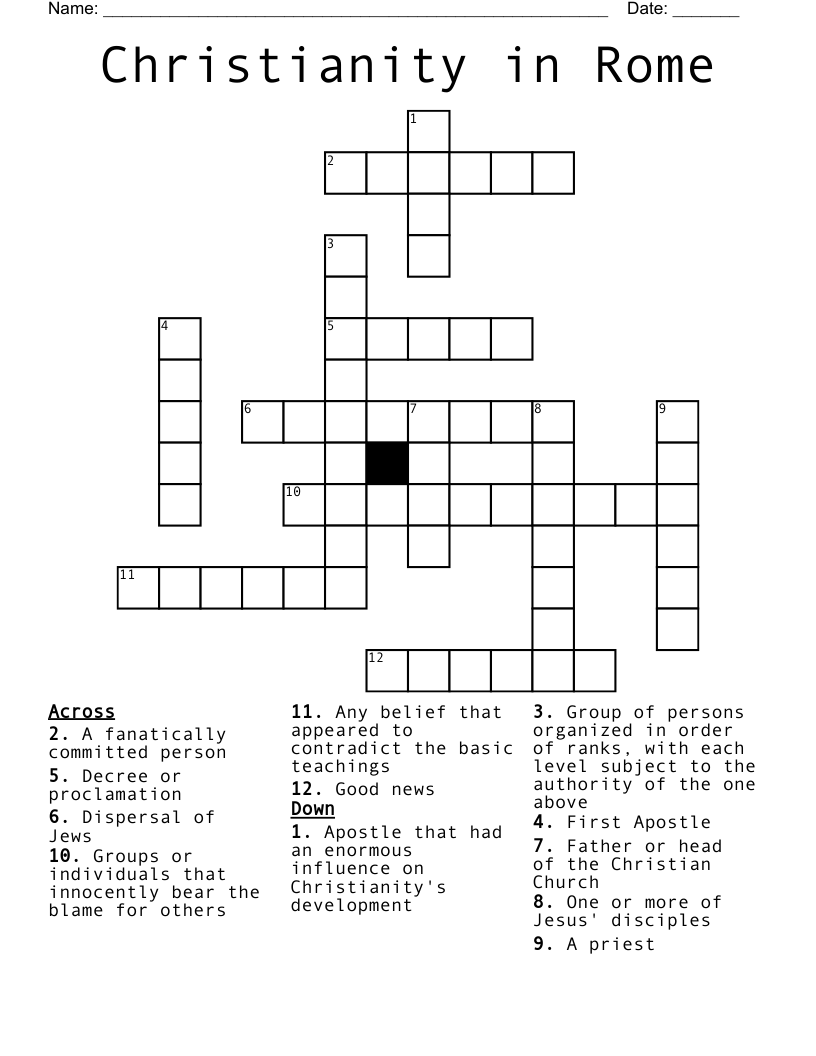 Christianity in Rome Crossword