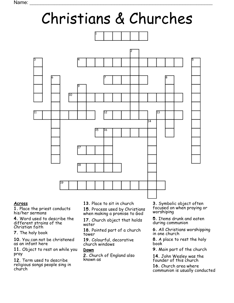 Christians & Churches Crossword