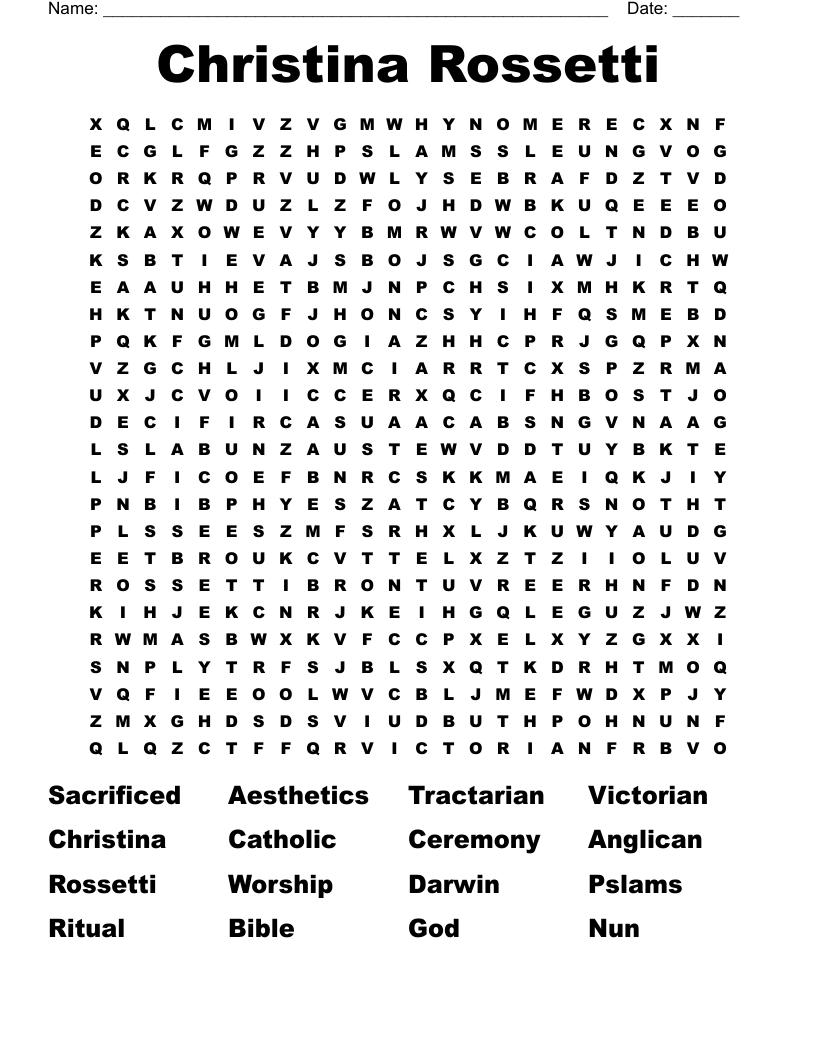 Christina Rossetti Word Search