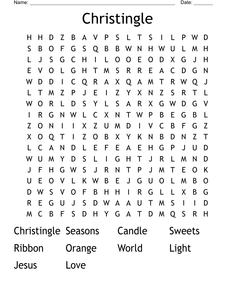 Christingle Word Search
