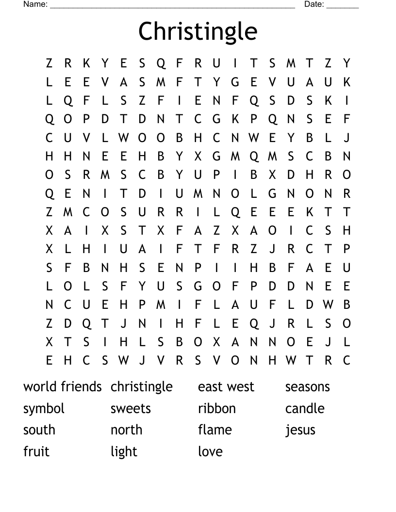 Christingle Word Search