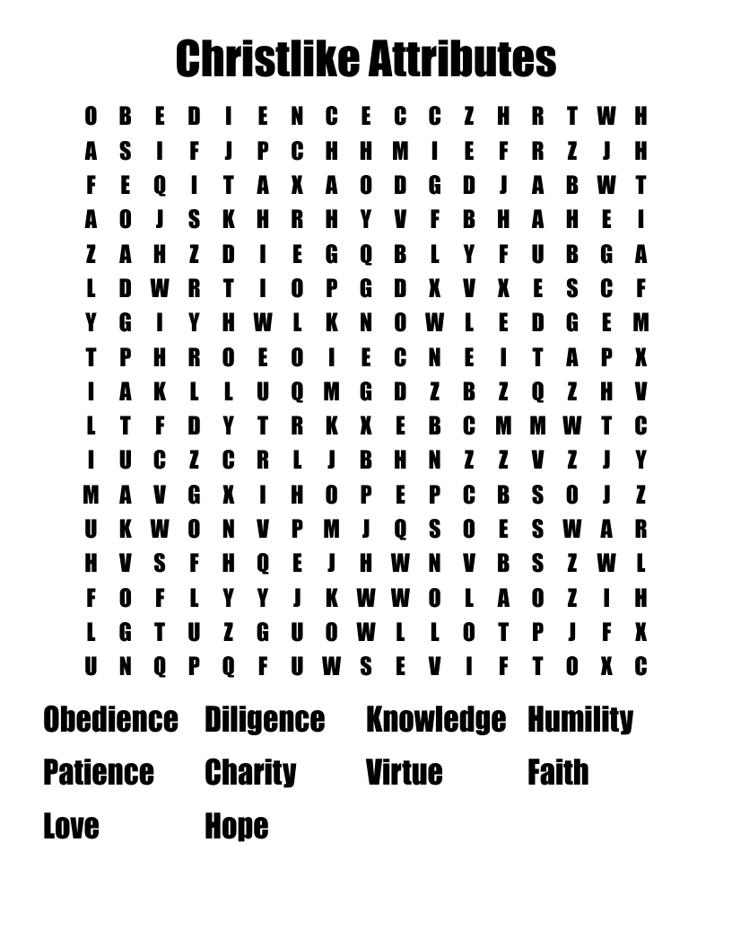 Christlike Attributes Word Search