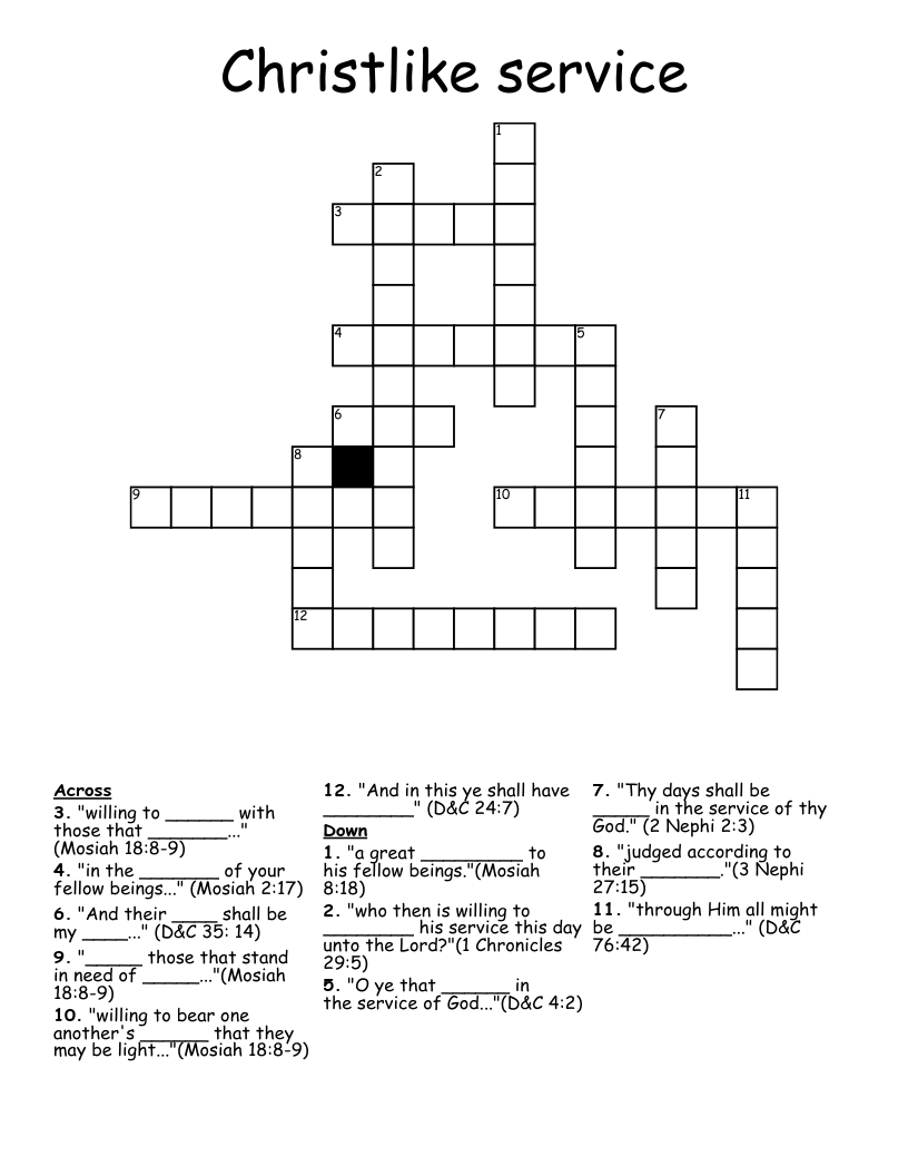 Christlike service Crossword